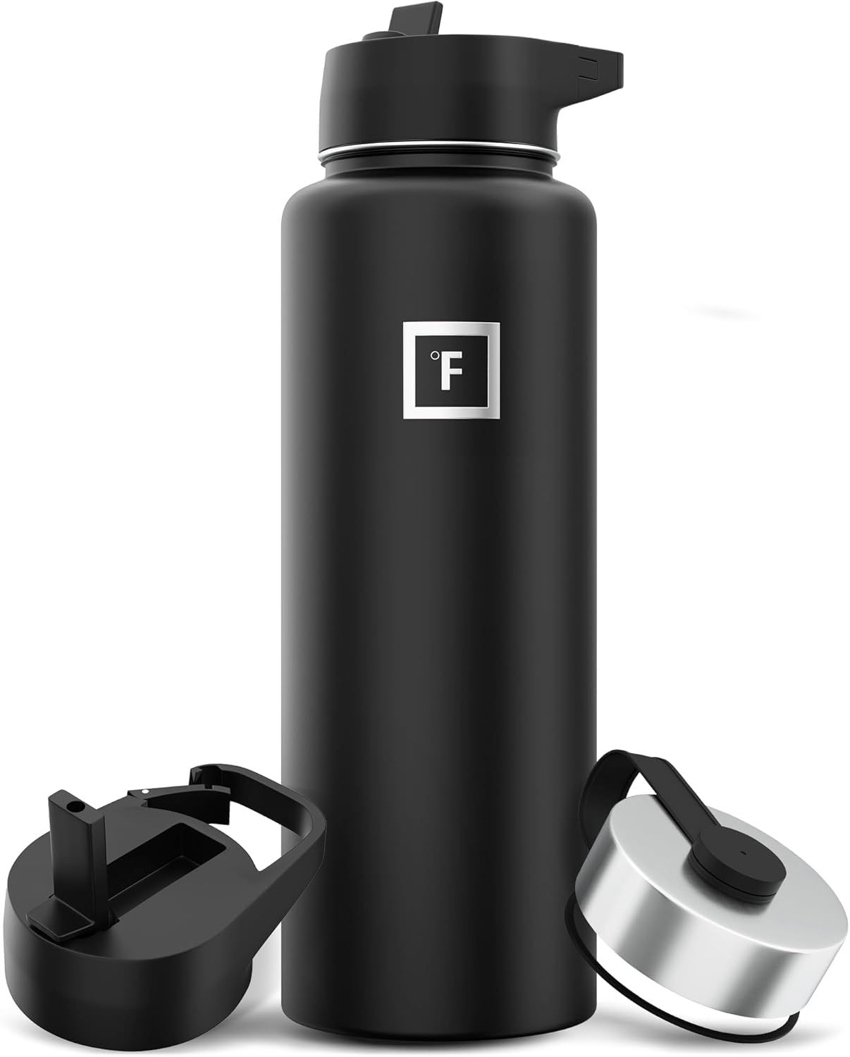 Insulated Water Bottle with Straw - 22/32/40/64 oz with 3 Lids - Stainless Steel Double Walled Camping & Hiking Hydration Flask - Vacuum Leak Proof BPA Free - Travel Sports Gym