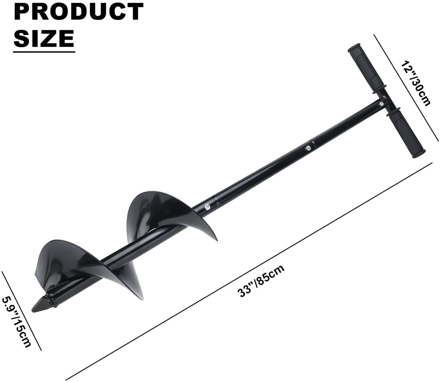 Patioer Garden Auger Drill Bit 5.9"x33", Hand Auger Drill for Planting, Post Hole Digger Manual Auger Spiral Drill Bit with Non-Slip Handle, Bulb Planting Auger Fence Post Auger