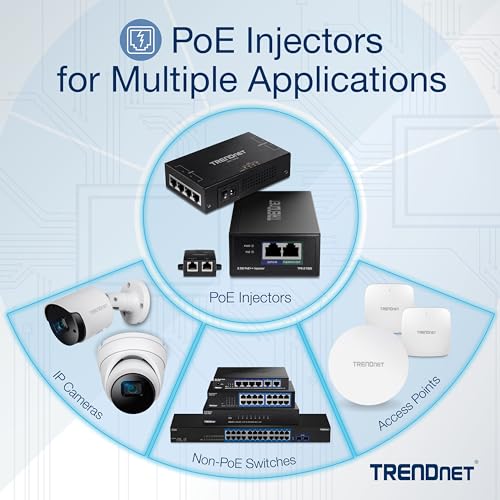 TRENDnet 10G PoE++ Injector, Supplies PoE (15.4W), PoE+ (30W), or PoE++ (90W), Converts a Non-PoE Port to A PoE ++ 10G Port, Metal Housing, Black, TPE-319GI
