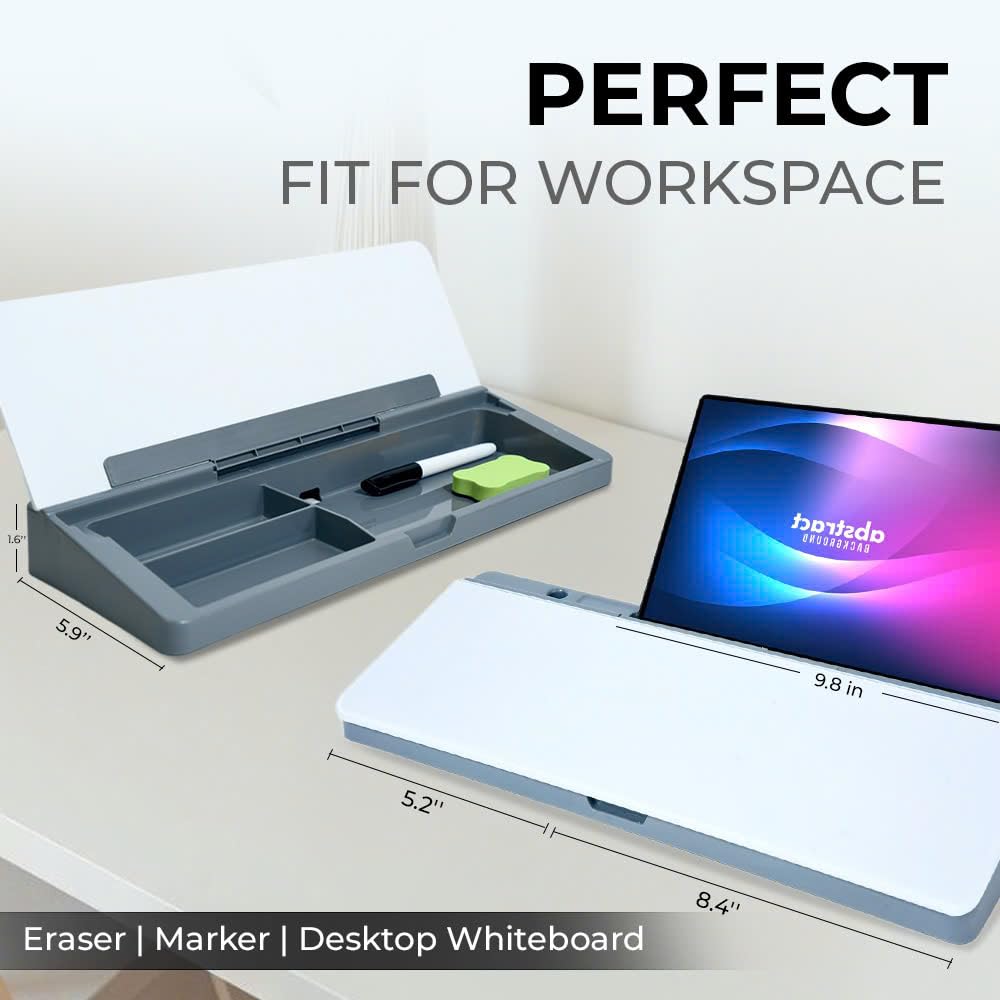 COORIART Glass Desktop Whiteboard with Storage Drawer, Dry Erase Board for Keyboard Stand, to-Do List, Memo & Planner – Desk Organizer with Accessories for Office, Home, and School (White)