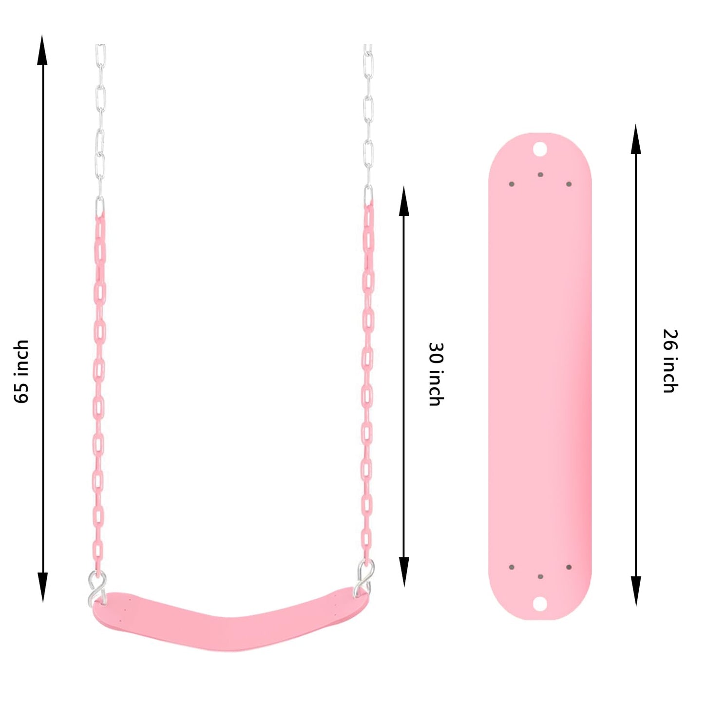 NOSTIFY Swing Seat, 66" Heavy Duty Coated Iron Chain Sensory Swing, Therapy Swing Seat,Outdoor Playground Swing Set Accessories with Snap Hooks and Hanging Straps (Pink)