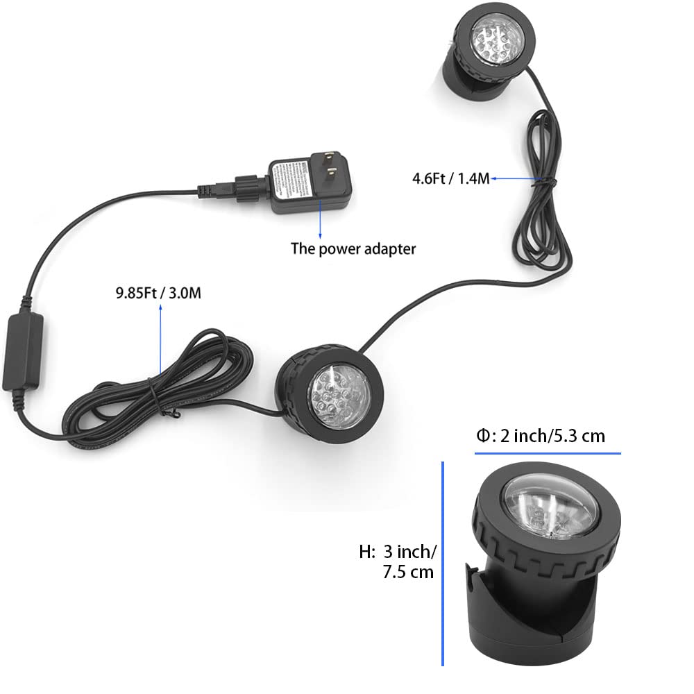 Colored Pond Lights with Timer, RGB Fountain Lights IP68 Waterproof, Underwater LED Dimmable Outdoor Light for Fish Tank Pond Fountain Garden Landscape, 2 in Set