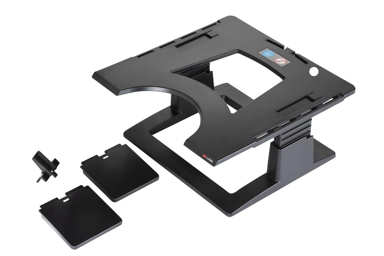 3M Adjustable Laptop Stand, Raise Height 4" - 6" to Reduce Neck Strain, Non-Skid Base, Cooling Vents, Laptop Riser