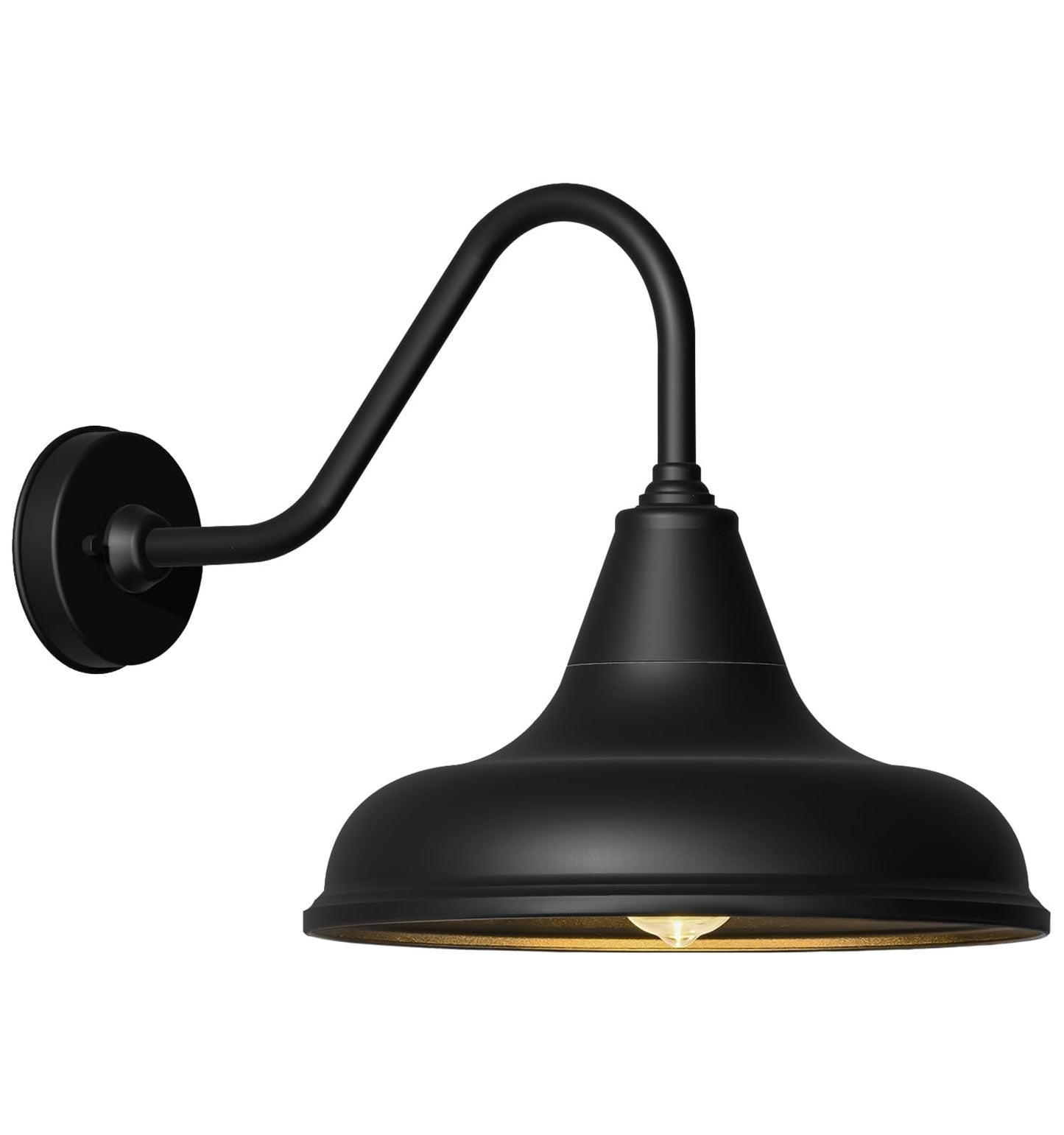 12.5" Outdoor Gooseneck Barn Light, Waterproof and Rustproof Wall Mounted Farmhouse Exterior Light Fixture for Patio, Porch, Garage, Gooseneck Lighting