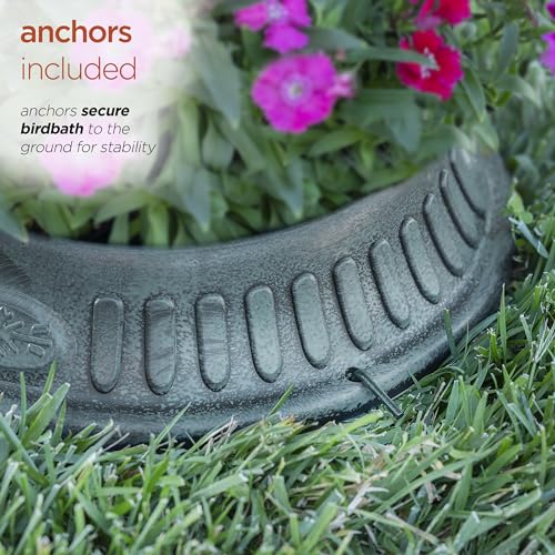 Alpine Corporation - 25" Tall Outdoor Birdbath with Planter Yard Statue, Green – Stunning Garden Accent to Attract Birds - Durable Polypropylene Construction for Patio, Deck, or Yard