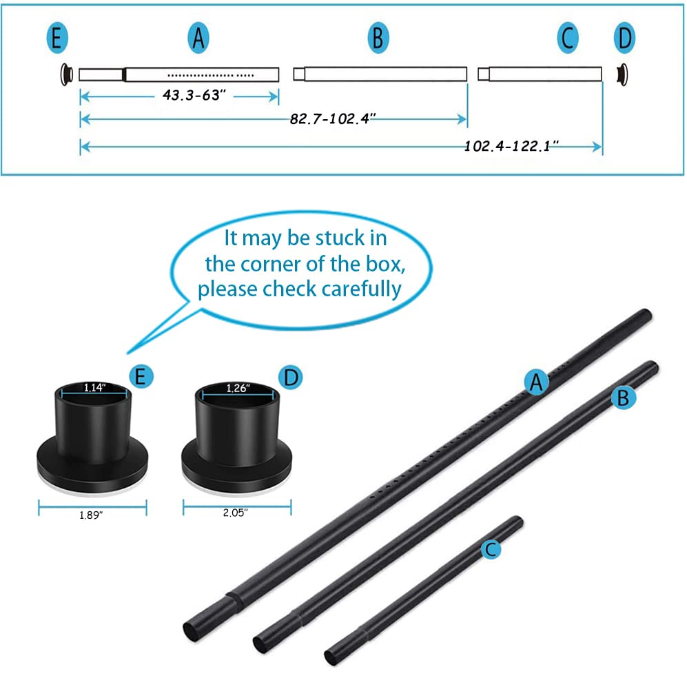 Room Divider Tension Curtain Rod, Large 102.4-122.1Inch No Drilling Adjustable Window Curtain Rod Never Rust Curtain Poles, Tension Pole for Bathroom, Shower, Outdoor Indoor Decor