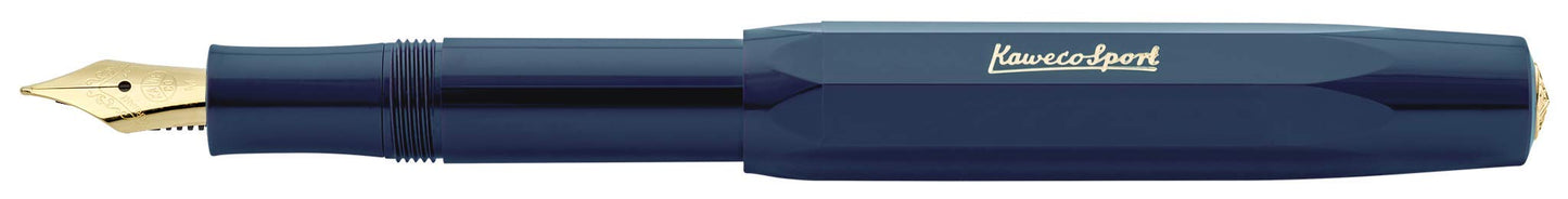 Kaweco Classic Sport Fine Nib Fountain Pen (Fine Nib) + Pack of 6 Black Ink Cartridges Set (Navy)