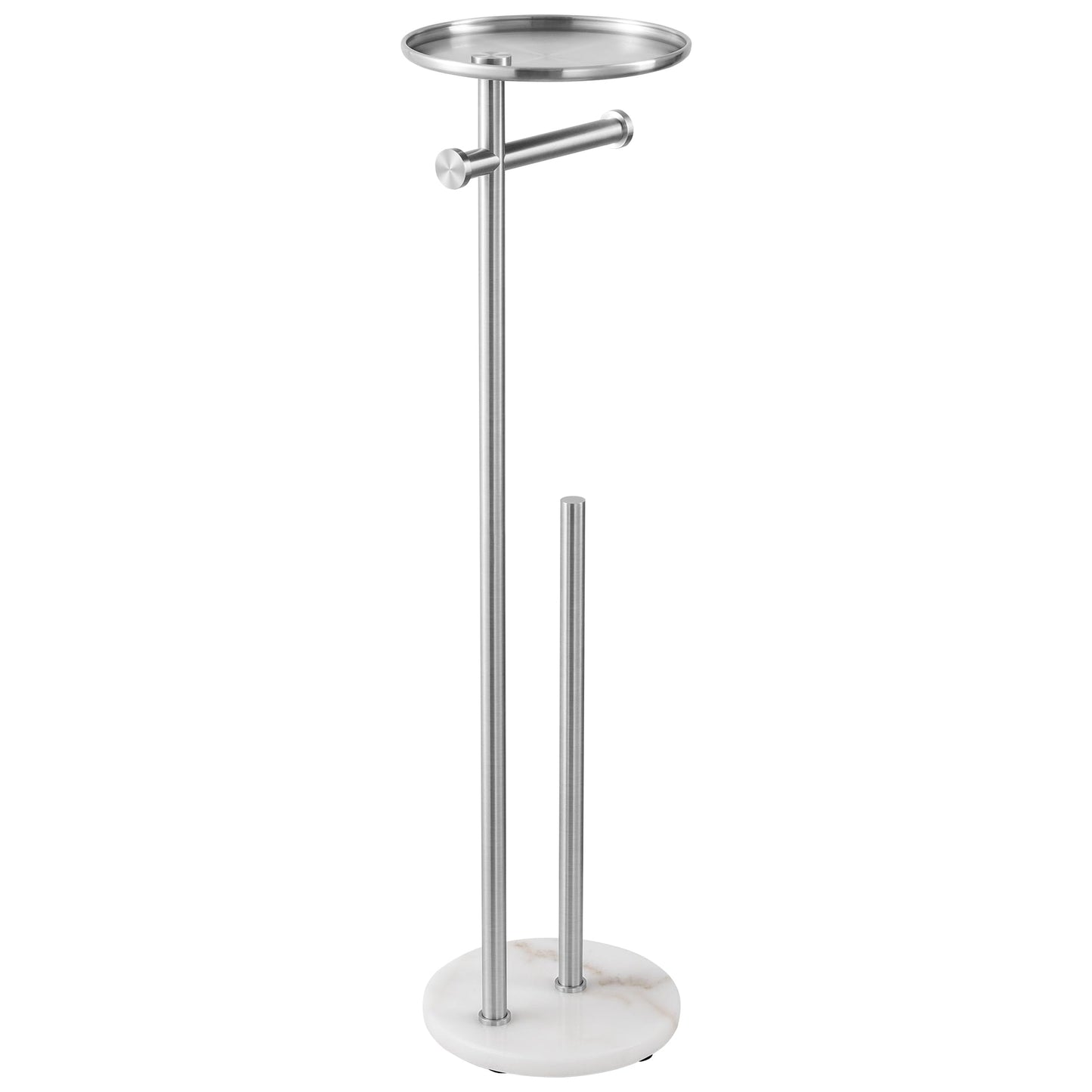 KES Toilet Paper Holder with Shelf, Toilet Paper Roll Holder Free Standing with Weighted Marble Base, Bathroom Toilet Paper Holder Storage 18/8 Stainless Steel, Brushed Steel, BPH229-2
