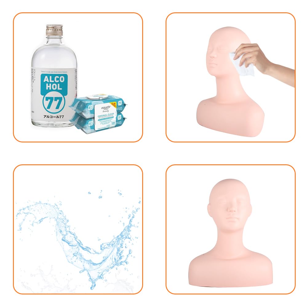 Lwuey Multi Function Makeup Practice Model, Esthetics Soft Mannequin Head with Shoulders Massage Wig Hat Display Silicone PVC Skin Texture Convenient Suitable for Salons Cosmetology School Students