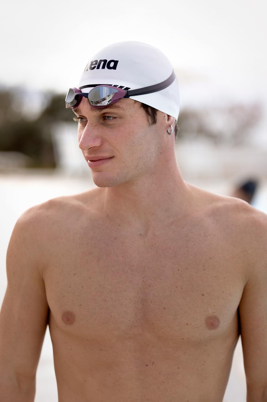 ARENA Cobra Core Swipe Mirror Unisex Adult Swimming Goggles with Curved Mirror Lenses, Anti-Fogging, UV Protection, 5 Interchangeable Nose Bridges