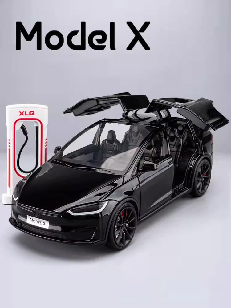 Andek 1:24 Model X Alloy Car Model Simulation Sound and Light Pull Back Toy Car Metal Sports Car Boys Collection Ornaments Gift (Red)