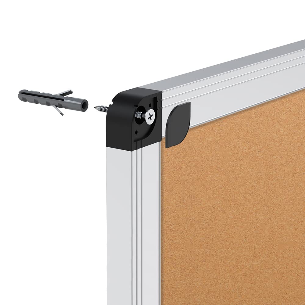 VIZ-PRO Cork Notice Board, 48 X 24 Inches, Cork Bulletin Board with Silver Aluminium Frame