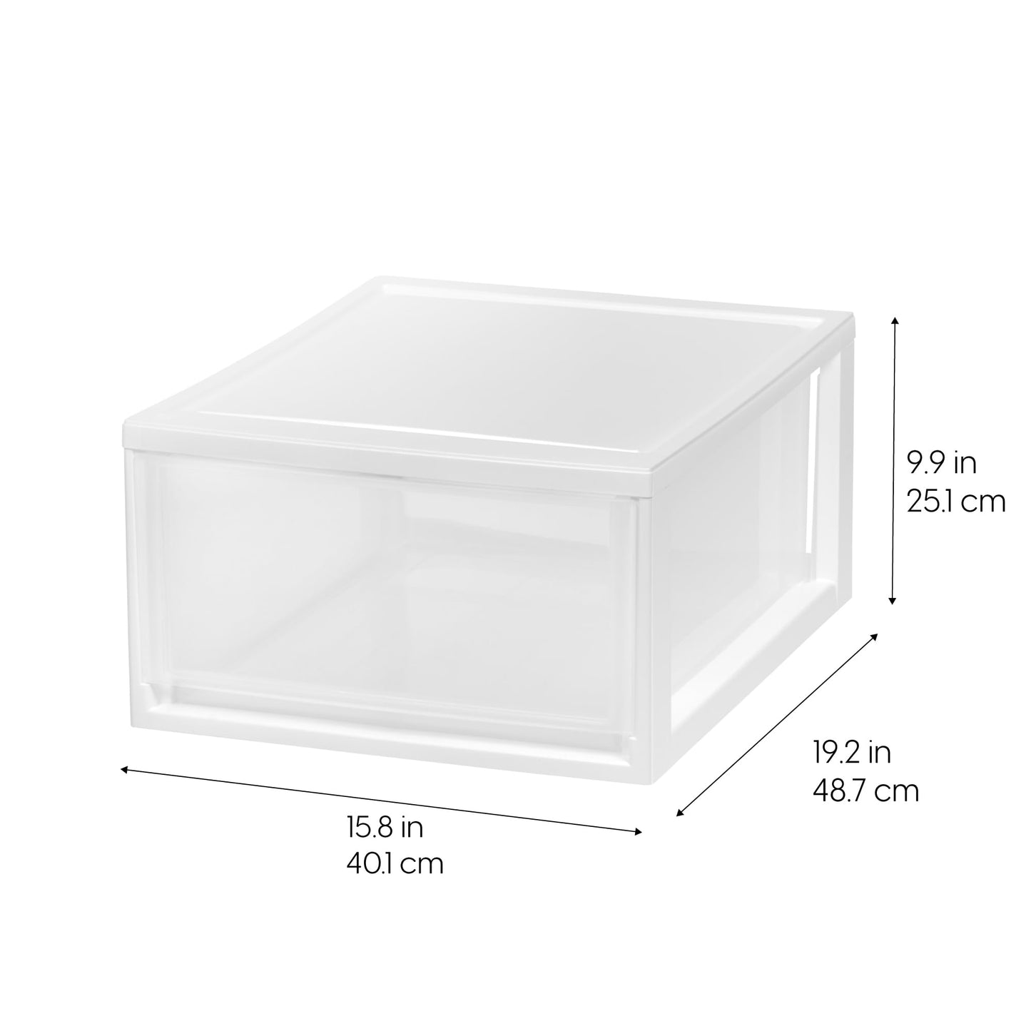 IRIS USA 27.9 L (29.5 US Qt.) Large Plastic Stacking Drawer, 2-Pack, Stackable Storage Organizer Unit with Sliding Drawer for Bedroom Kitchen Under Sink Pantry Craft Room Dorm Office, White