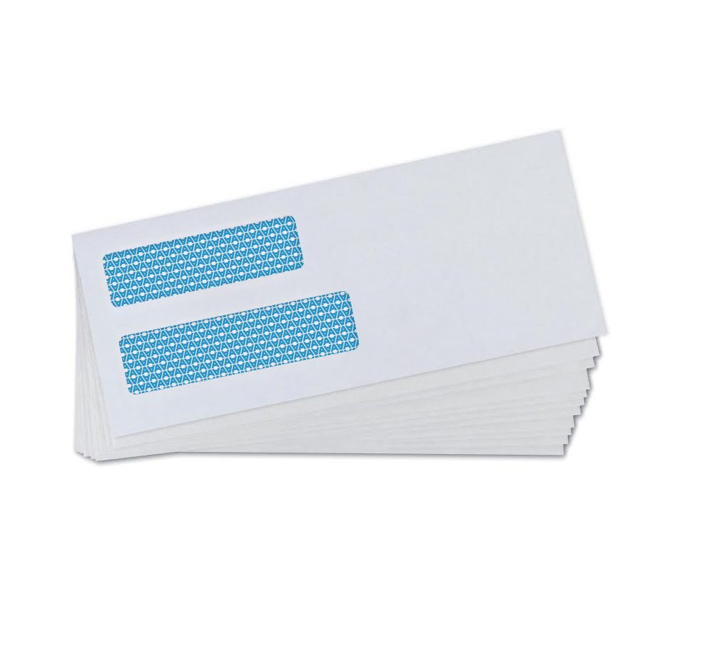 Aimoh 500#10 Double Window Security Business Mailing Envelopes - for Invoices, Statements and Legal Documents - GUMMED Closure, Security Tinted - Size 4-1/8 x 9-1/2 - White - 24 LB - 500 Count (30101)