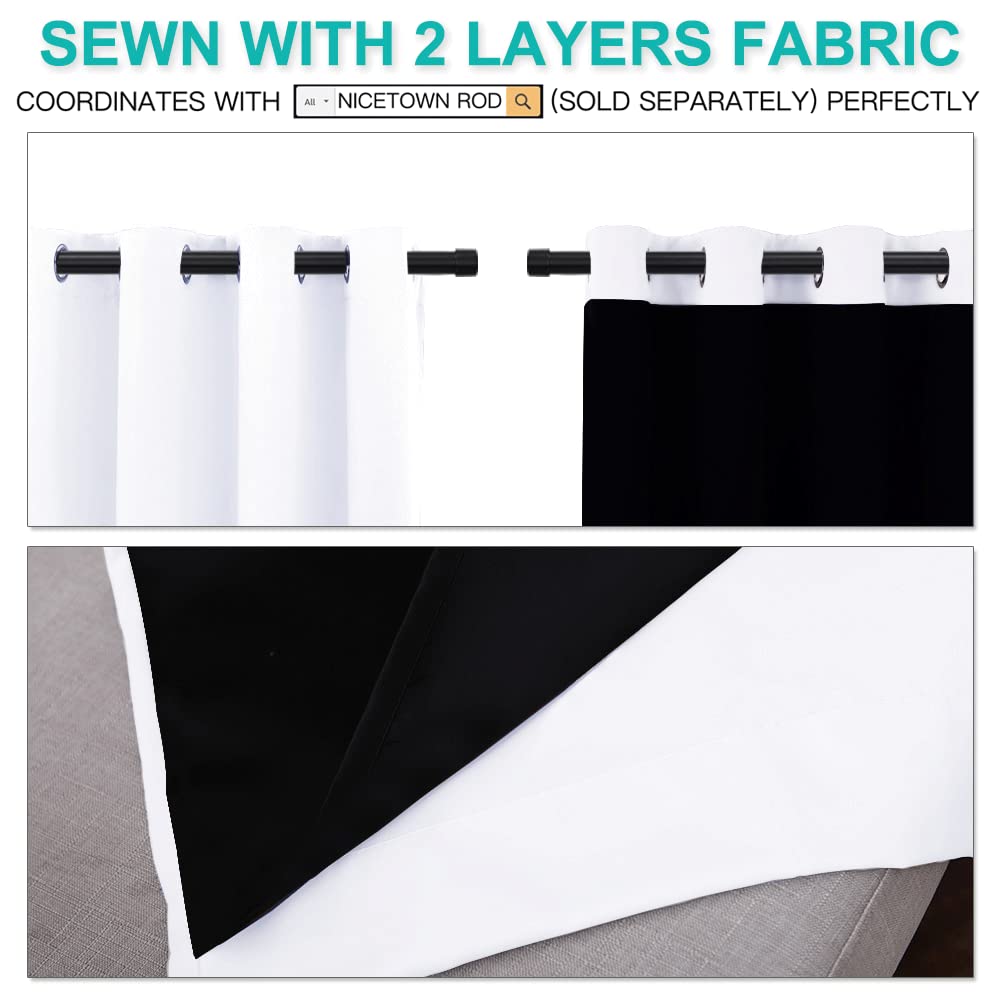 NICETOWN 100% Blackout Window Curtains - Thermal Curtains for Winter and Summer Insulated Drapeds with Black Liner for Nursery Rideaux (52in x 84in,Pure White,2 Pcs)