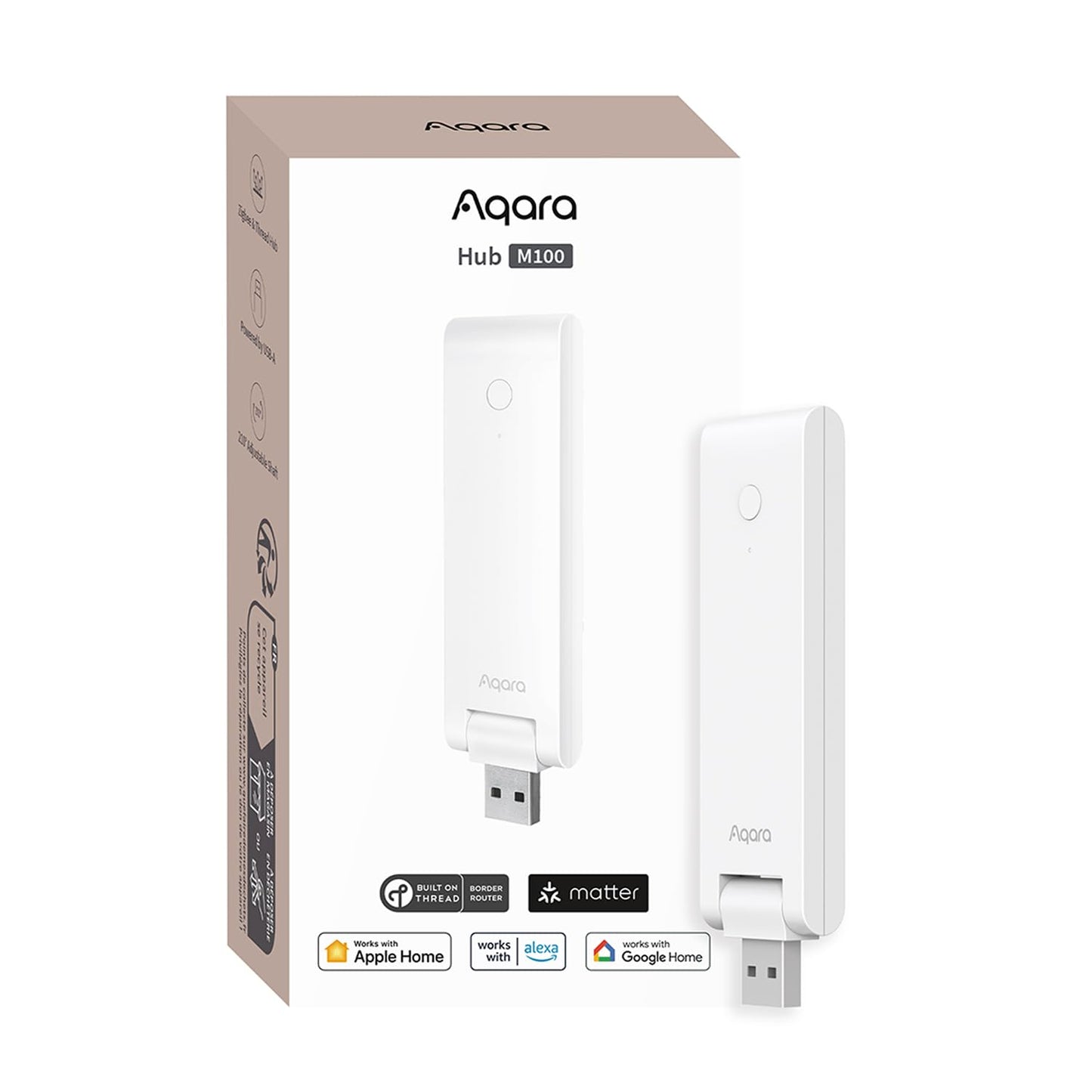 Aqara Smart Hub M100 for Home Automation, Matter Controller, Thread Border Router, Features Aqara Zigbee (Not Third-Party), Wi-Fi, Supports Apple HomeKit, Alexa, Google Home, IFTTT, Assistant