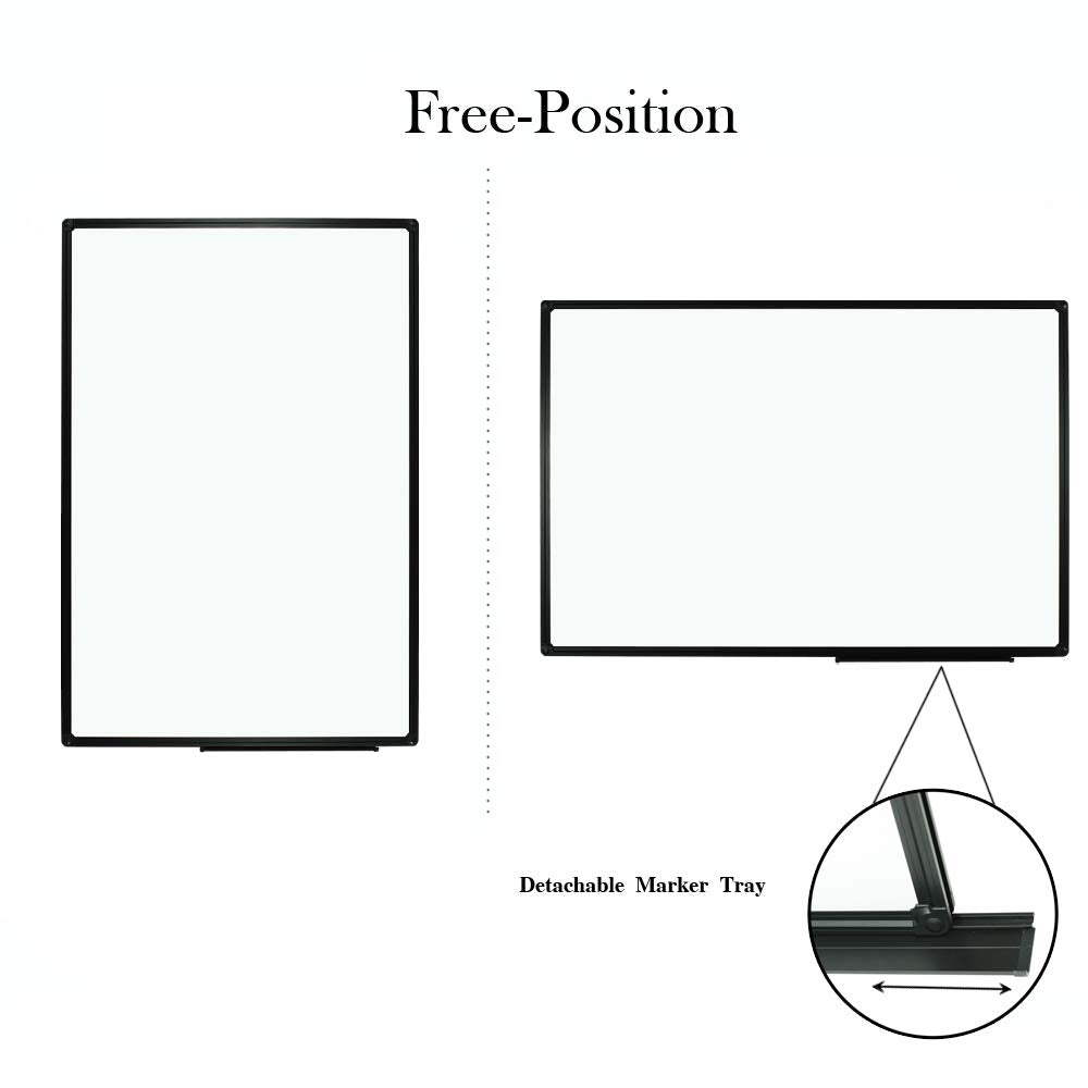 JILoffice Magnetic Whiteboard/White Board, Dry Erase Board 36 x 24 Inch, Black Aluminum Frame Wall Mounted Board for Office Home and School