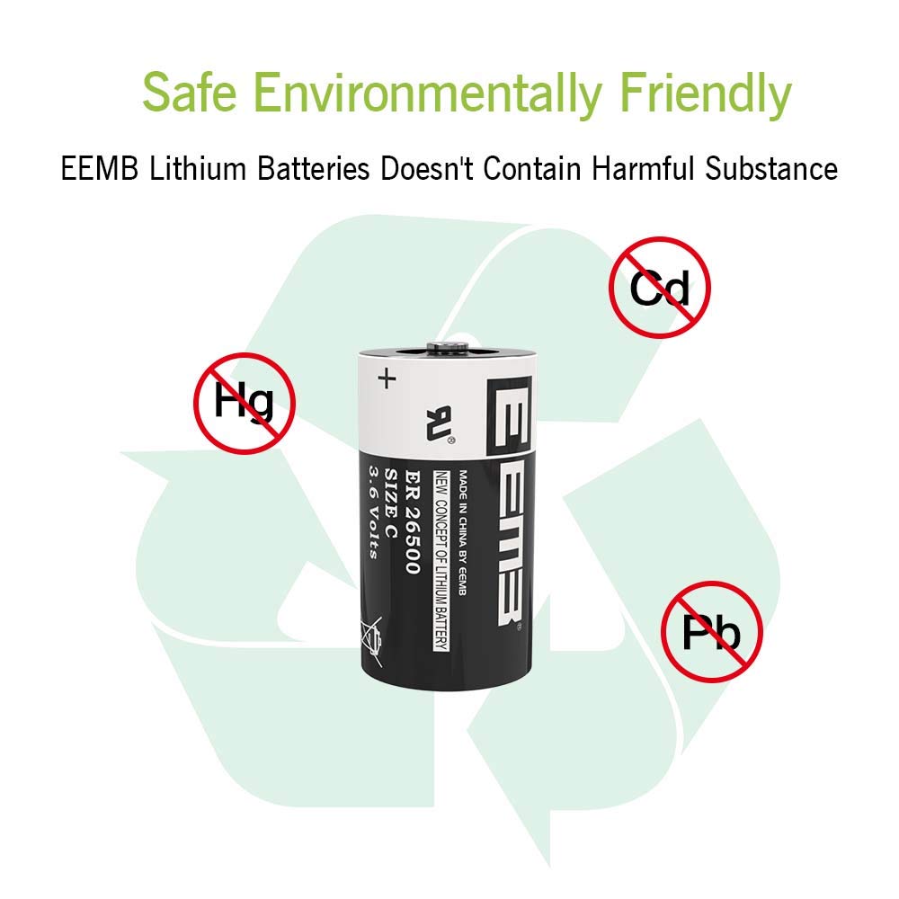 EEMB ER26500 C Size 3.6V 9000mAh Lithium Battery High Capacity Li-SOCL₂ Non-Rechargeable LS26500 SB-C01 TL-2200 for TPMS Automobile tire Pressure Monitor Smart Card Instrument Electricity Meter (4)
