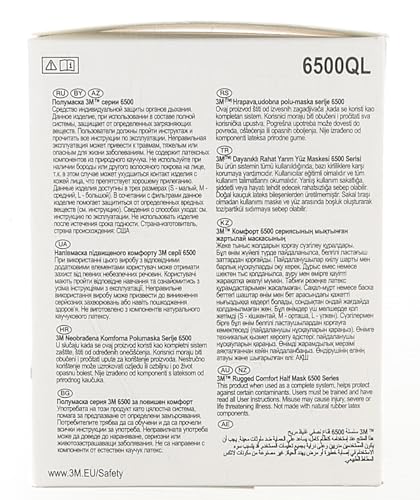 3M Personal Safety Division 6503QL Rugged Comfort Quic-Latch Half-Facepiece Reusable Respirators, Large, Grey/Teal