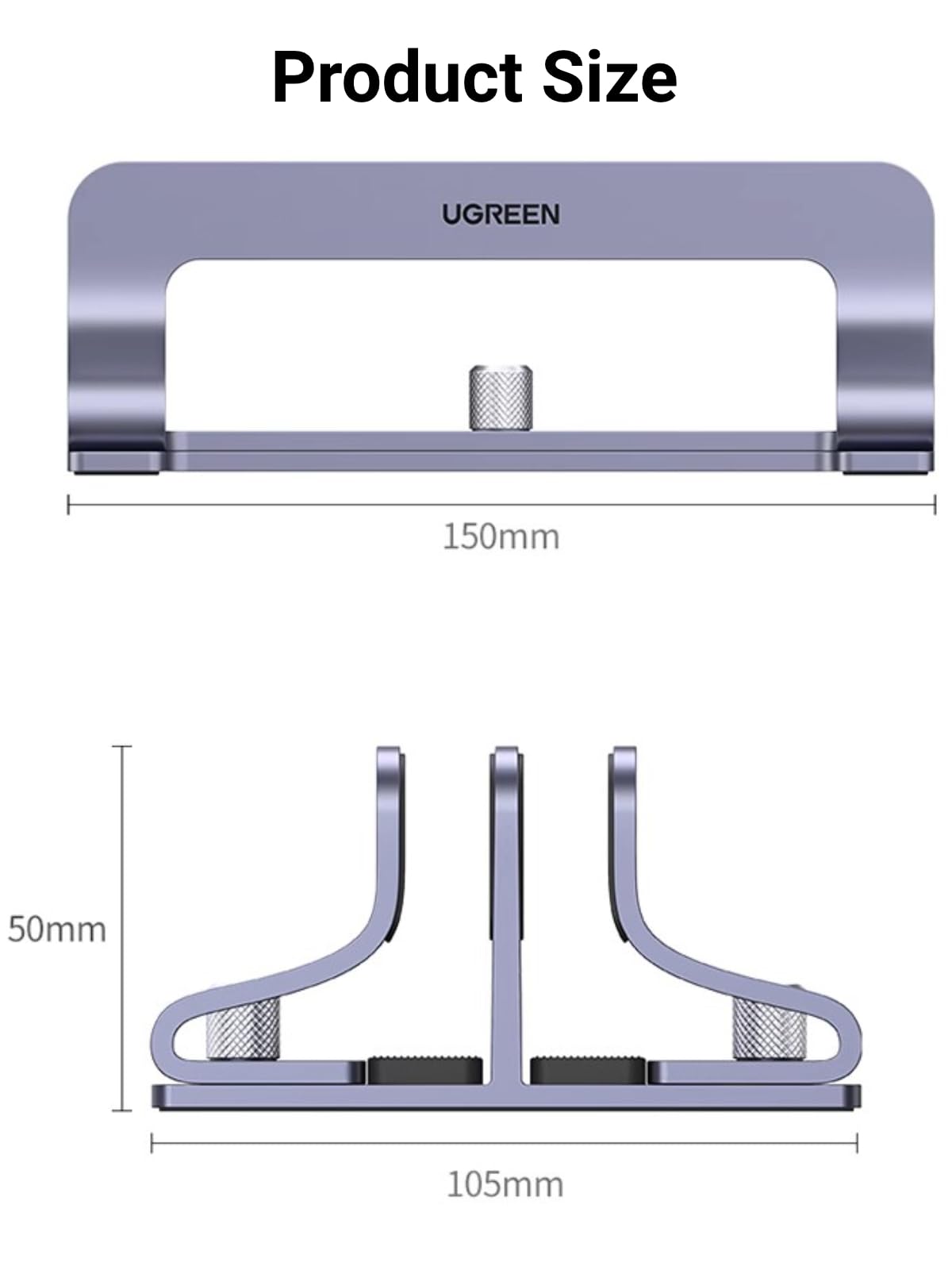 UGREEN Dual Slot Vertical Laptop Stand Holder Mount for Desk, Adjustable Aluminum Stand Compatible with MacBook Pro Air, Ideapad, Surface Book, Chromebook Up to 17.3 Inch