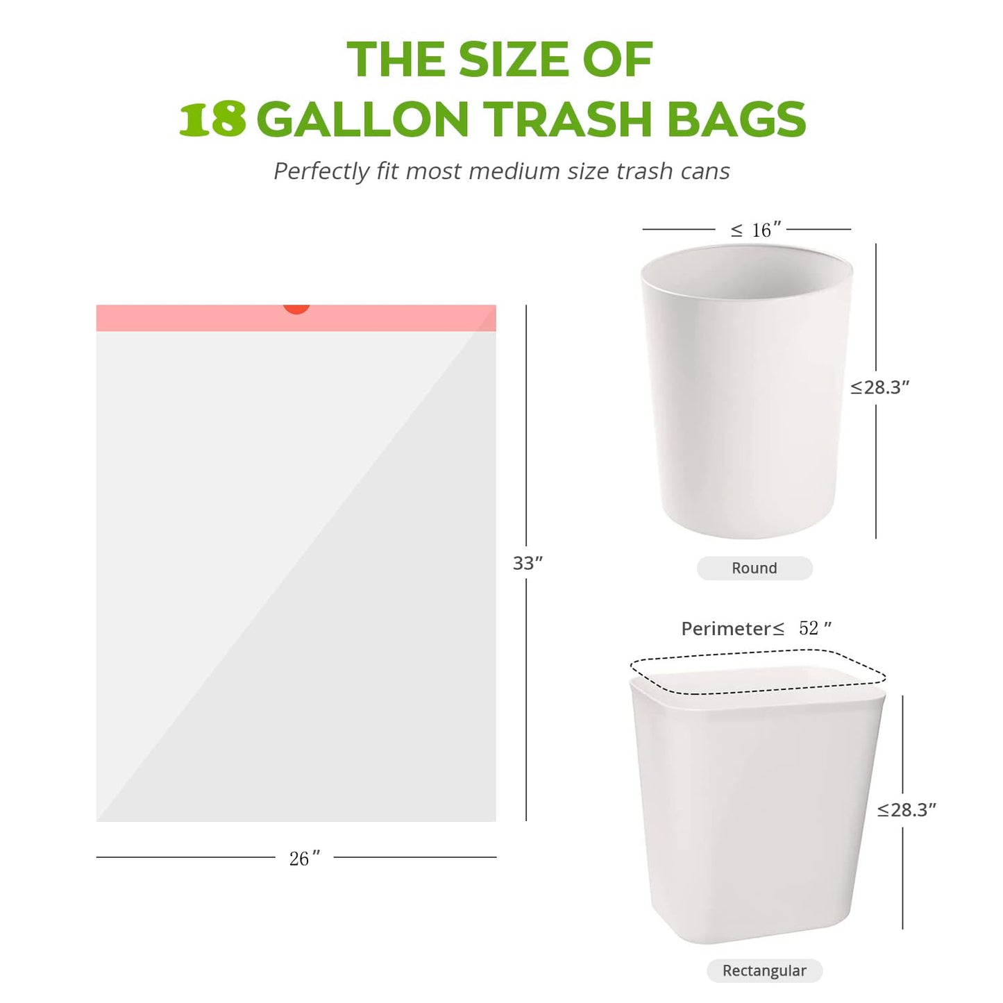 GoodFinely Ultra Thick Heavy Duty Plastic 16-18 Gallon Drawstring Trash Bags White Leak Proof Large Garbage Bags for Tall Kitchen Home Office Outdoor (18 Gallon Drawstring Trash Bags)