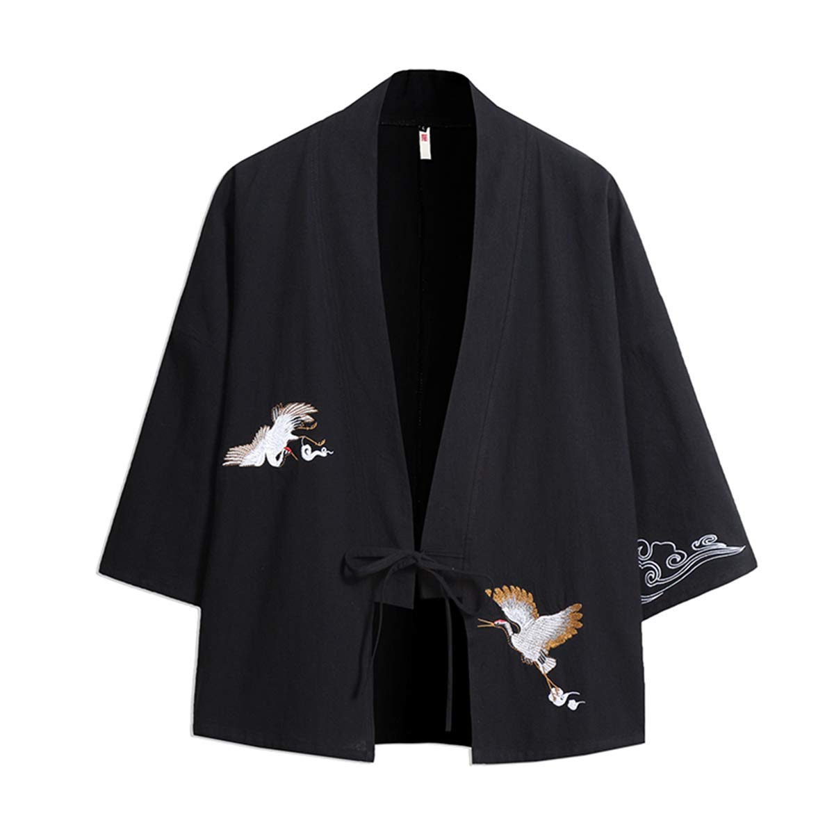 Seidarise Men's Kimono Traditional Japanese Clothing Male Cardigan Noragi Jacket Yukata Coat Haori, S-black, XX-Large