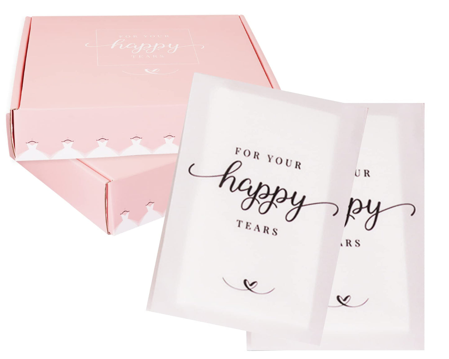 PureRejuva Wedding Tissues Packs - Set of 40 - For Your Happy Tears - Frosted-Paper - Bulk Individual Tissue Packs & Items for Wedding Welcome Bags