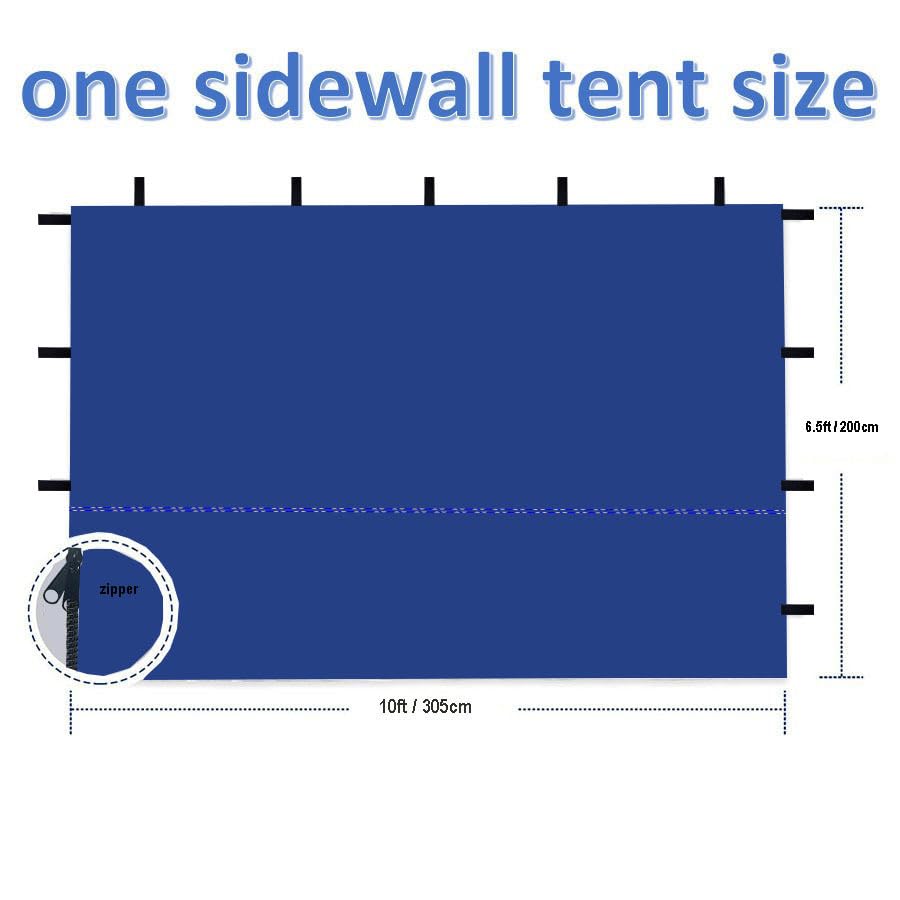 Canopy Sidewalls 10 x 10 ft, 3PCS Sunwalls with 210D Oxford Cloth, UV Protection and Waterproof, Suits Pop-up Tent/Instant Canopy/Commercial Canopy, White Sidewall Only (Blue/White)