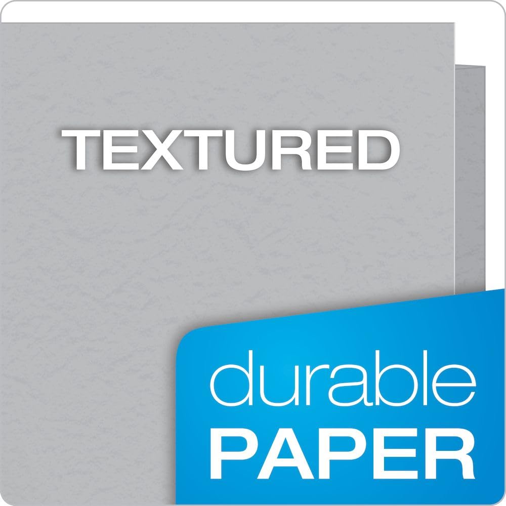 Oxford Duotangs with Two Pockets, Gray, Pocket Folders with Fasteners, Textured Paper, Letter Size, Box of 25, Ideal for Schools, Teachers, Home, and Office Organization