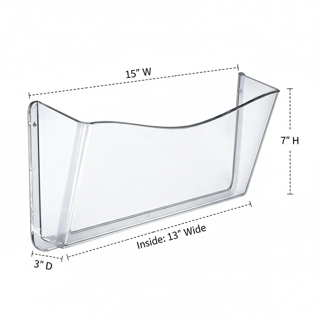 Azar Displays 250025 Clear Single Pocket Wall File with Wallmount, 4 pack