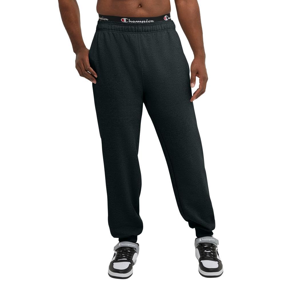 Champion Men's Powerblend Retro Fleece Jogger Pant, Black, Large