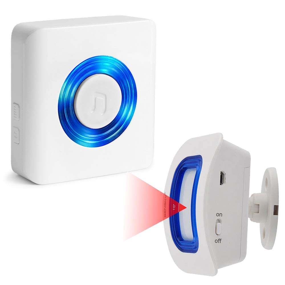 Caregiver Pager Motion Sensor Alert Room Bed Alarm and Fall Prevention for Home Elderly Kids with 1 Receiver and 1 Motion Detector