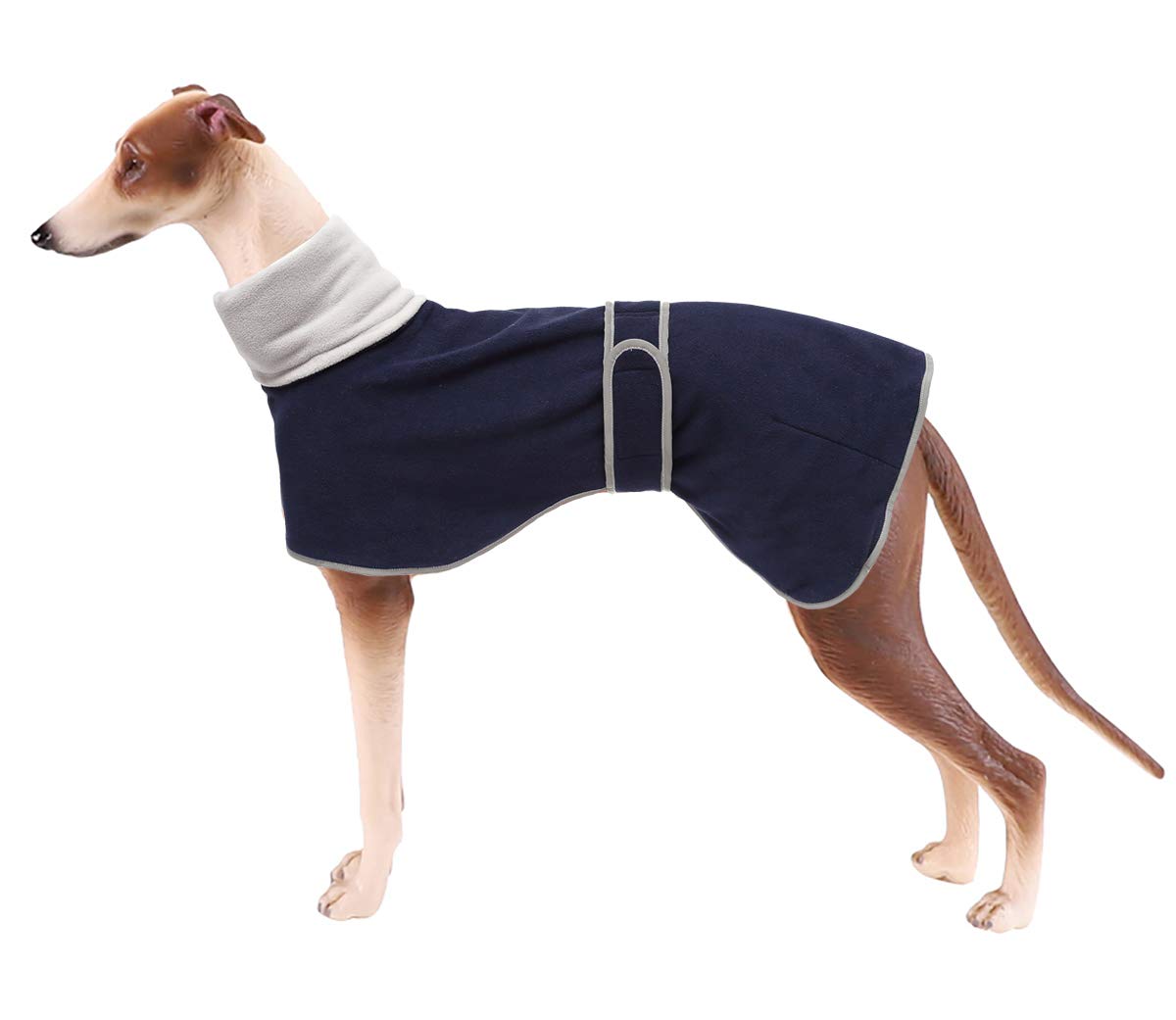 Greyhound Cosy Fleece Jumper, Dog Winter Coat with Warm Fleece Lining, Outdoor Dog Apparel with Adjustable Bands for Medium, Large Dog 608 -Blue-M