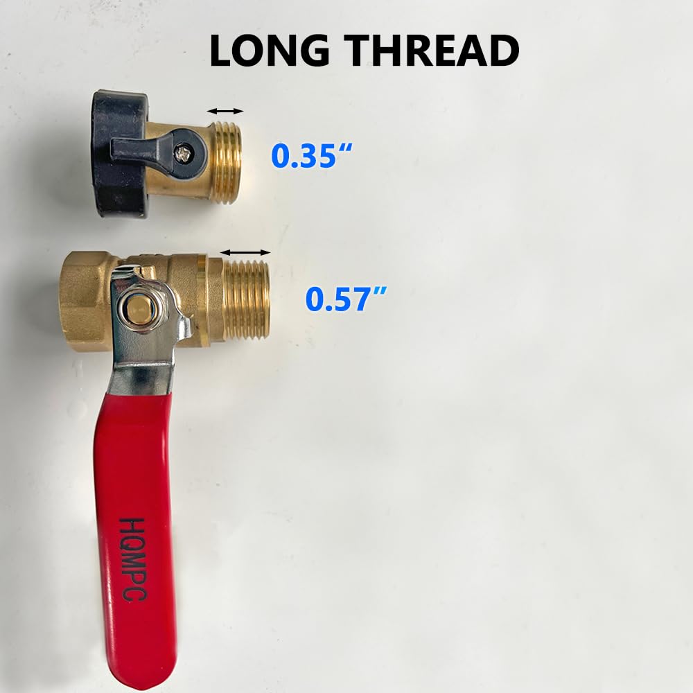 HQMPC Garden Brass Shut Off Valve Ball Valves 3/4" GHT Hose Shut Off Valve Hose Valves Big Fllow 2Pcs Long Handle