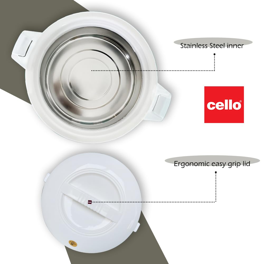 Cello Chef Deluxe Insulated Hot Pot Casserole 2500, White