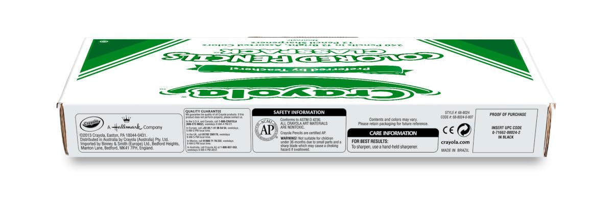 Crayola Coloured Pencil Bulk Classpack, 12 Colours, 240 Count, Arts & Crafts