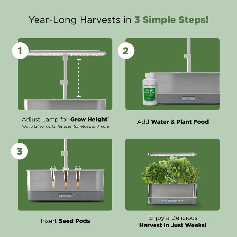 AeroGarden Harvest Elite Slim, Stainless Steel