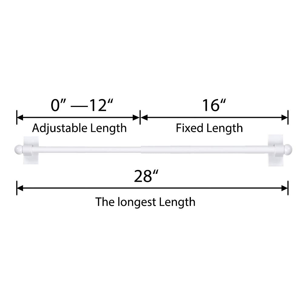 Turquoize 2 pack Magnetic Curtain Rods for Metal Doors with Adjustable Lenght,Easy Installation for Any Steel Spaces,16 to 28 Inch, White