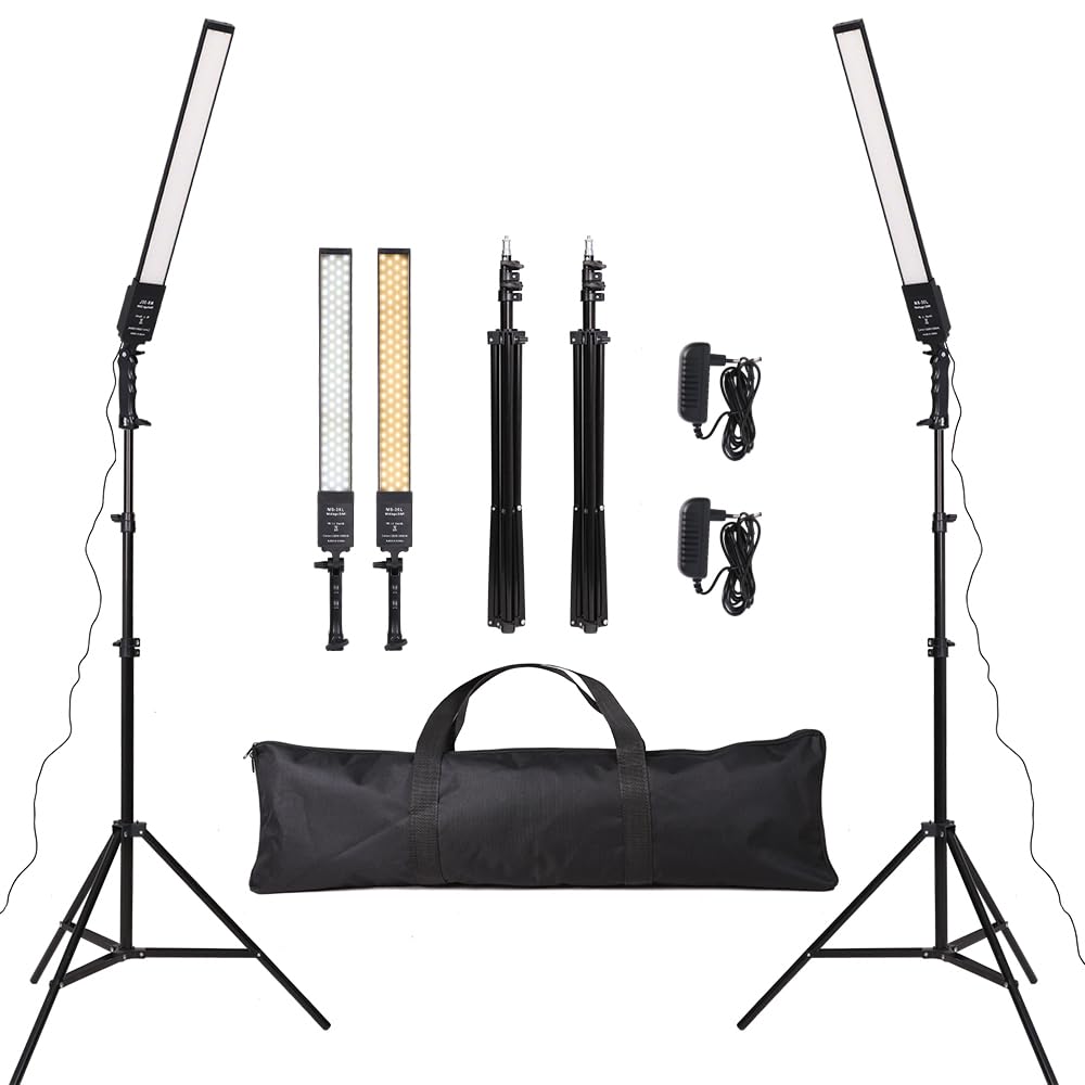 GSKAIWEN 2 Packs LED Photography Light 3200K-5500K Dimmable LED Video Light Photo Studio Light Kit with Tripod Stand Bag for Camera Video Studio YouTube Product Portrait Live Stream Shooting