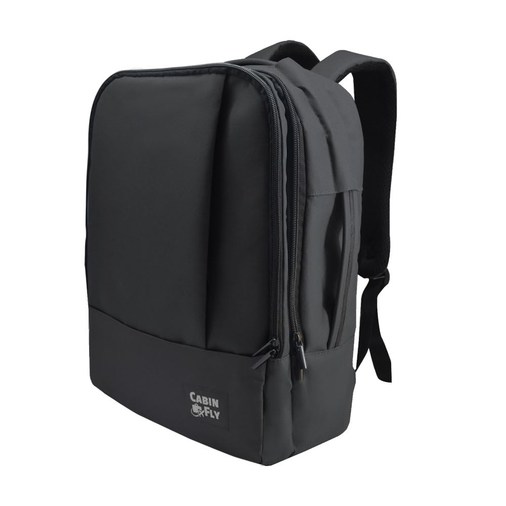 CabinFly Bellanca WestJet and Air Canada Personal Item Under Seat Backpack 16x6x13 13x6x17 bag Flair Airlines (Black)