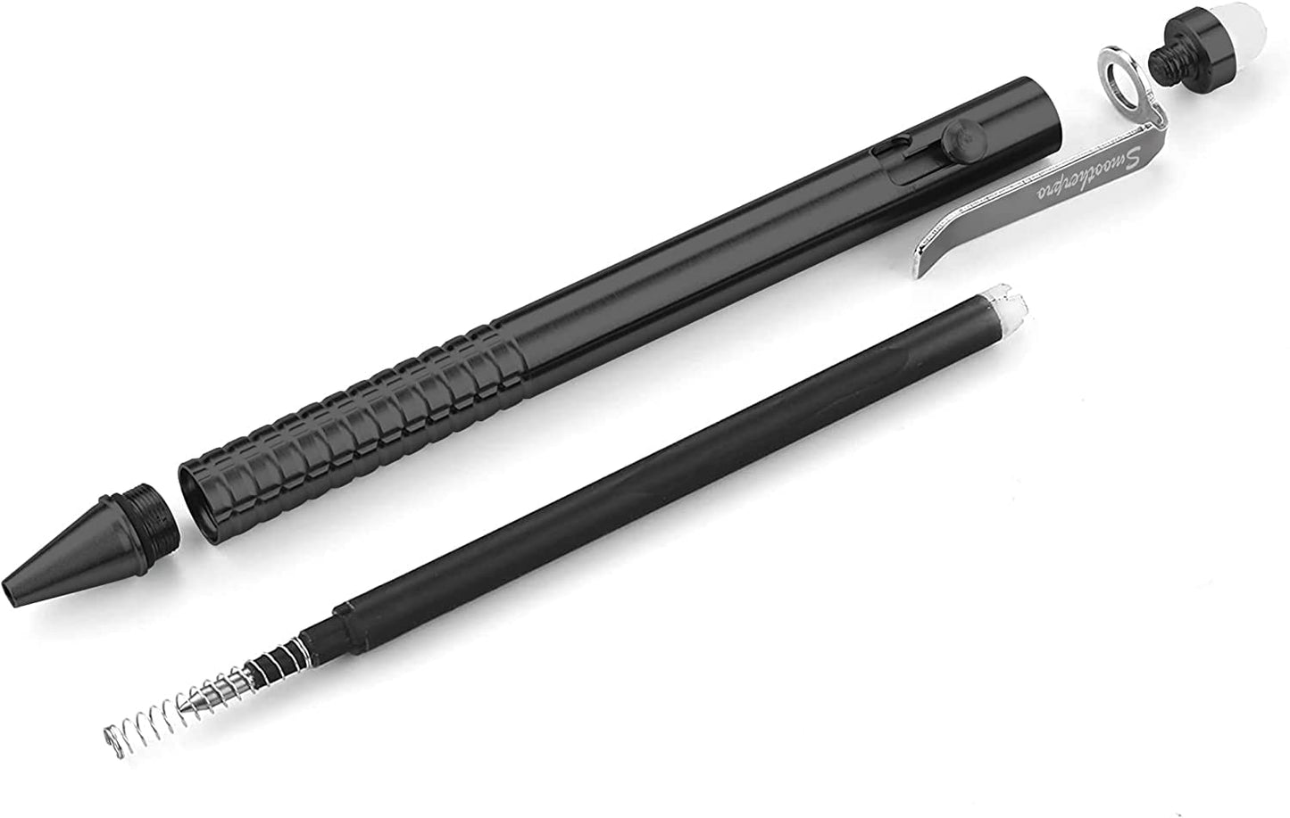 SMOOTHERPRO Erasable Bolt Action Pen Superior Stainless Steel Compatible with Pilot FriXion Refill Durable Pen Clip for EDC Pocket Business Collection Color PVD-Coated Black (SSF020S)