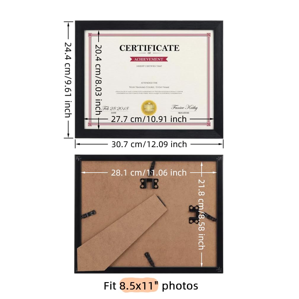 Giftgarden Black 8.5x11 Picture Frame Set of 12, Multi 8.5 x 11 Frames Bulk for Award Certificate Document Diploma, Wall or Tabletop Display