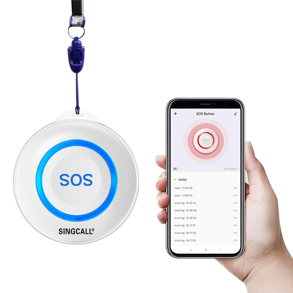 SINGCALL Tuya WiFi Intelligent Healthcare SOS Wireless Caregiver Alert Call Button Alarm for Patient Handicapped Elderly Children Nurse Calling Smart Pager