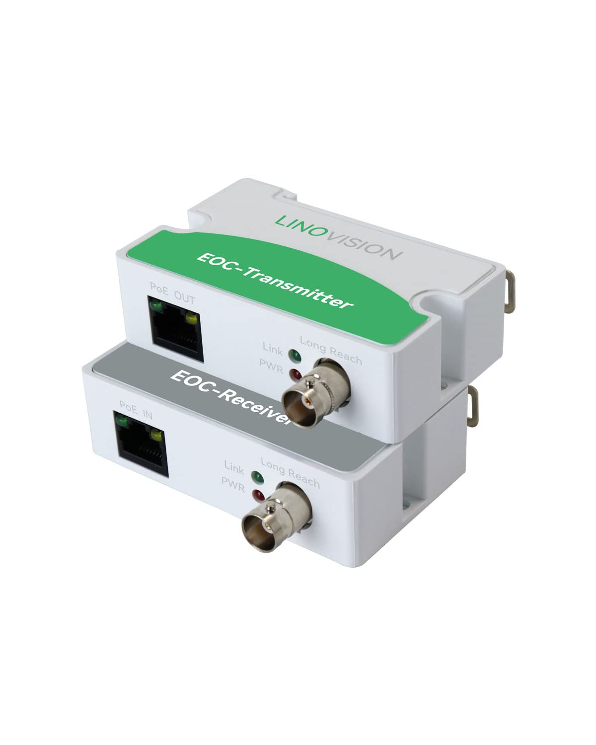 LINOVISION POE Ethernet Over Coax EOC Converter Max 1000m Power and Data Transmission Max100Mbps Over Regular RG59/6 Coaxial Cable for Upgrading to IP Surveillance System in Elevator/School/Cinema etc