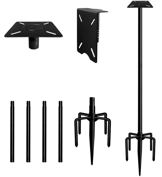 Ansionsol 75 Inch Smart Bird Feeder Pole with 5-Prong Base, Adjustable Bird House Pole Mount Kit for Outdoors, Heavy Duty Feeder Stand for Wild Birds Watching, Black