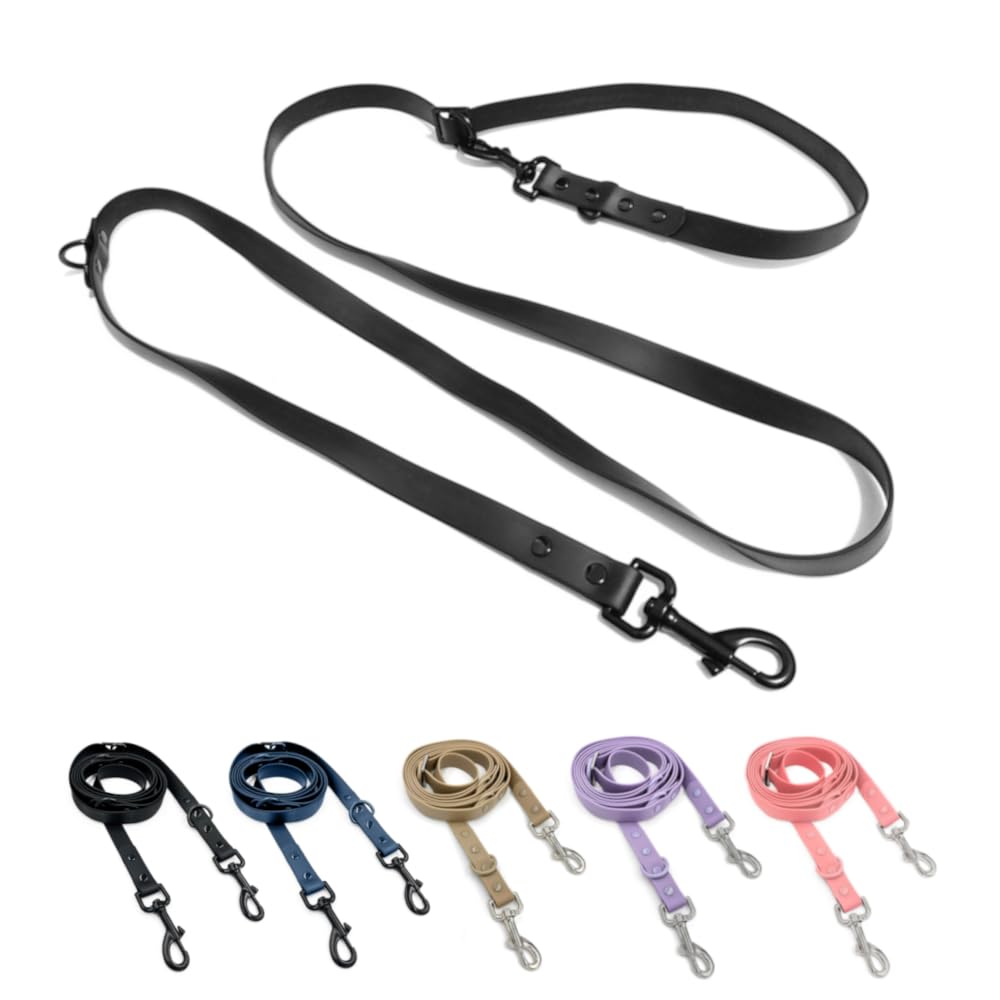 WOOFELITE Hands-Free Adjustable Waterproof Dog Leash 7 FT / 8 FT (Black, 8 FT)