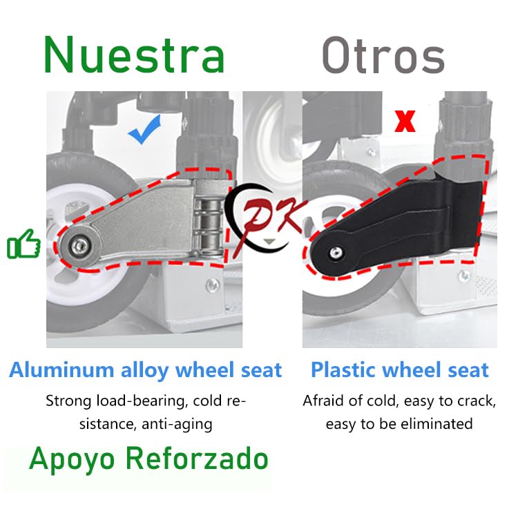 AKOZLIN Hand Truck Folding Portable 180lbs Capacity Aluminum Alloy Plate Luggage Cart Foldable Height Adjustable Hand Cart with 2 Wheels/Fixed Rope for Home, Auto, Office,Travel Use