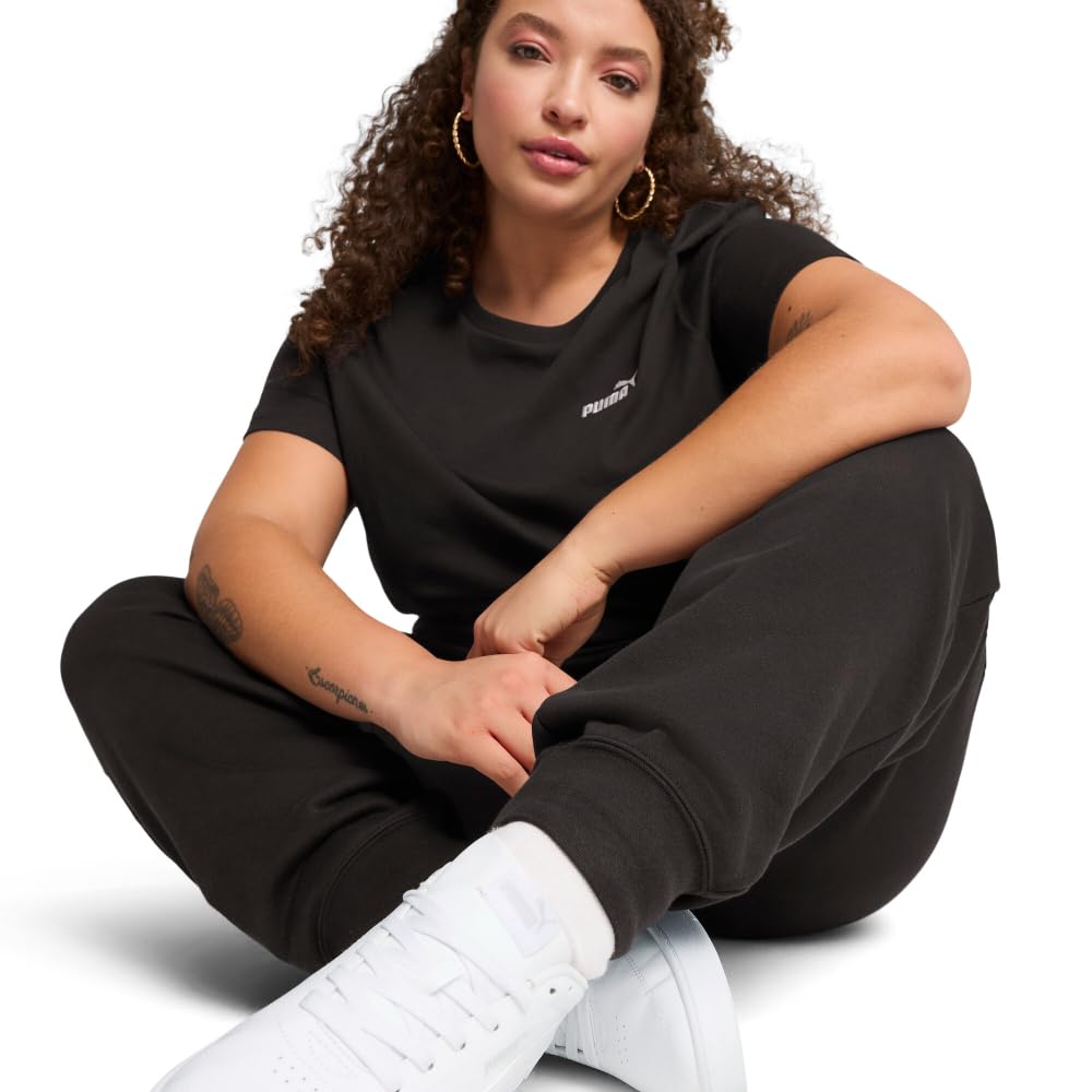 PUMA Women's Essentials Logo Fleece Sweatpants, Puma Black Cuff Leg Ss25, Small