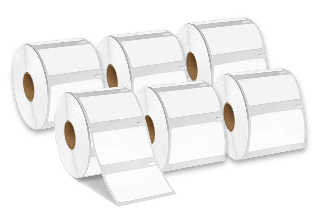 [6Rolls, 1000/Roll] Dymo 30334 Compatible 2-1/4" x 1-1/4" (57mm x 32mm) Medium Multipurpose / Barcode / FBA Labels - Compatible with DYMO Labelwriter 450, 4XL,Zebra Desktop and Rollo Printers - Compatible with DYMO Labelwriter 450, 4XL,Zebra Desktop and R