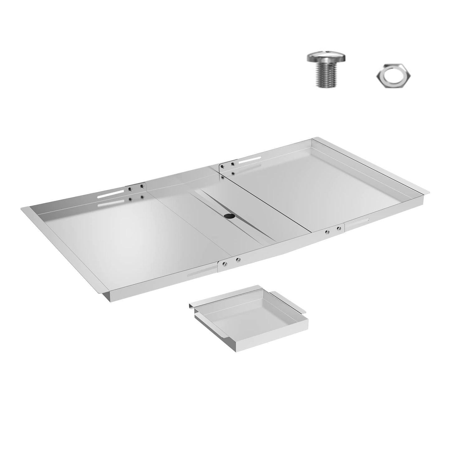 Universal Grease Tray with Catch Pan-Adjustable Stainless Steel Grill +Drip Pan Replacement Parts for Dyna Glo, NEXGRILL, Backyard, BHG, Expert, Kenmore, Uniflame and More
